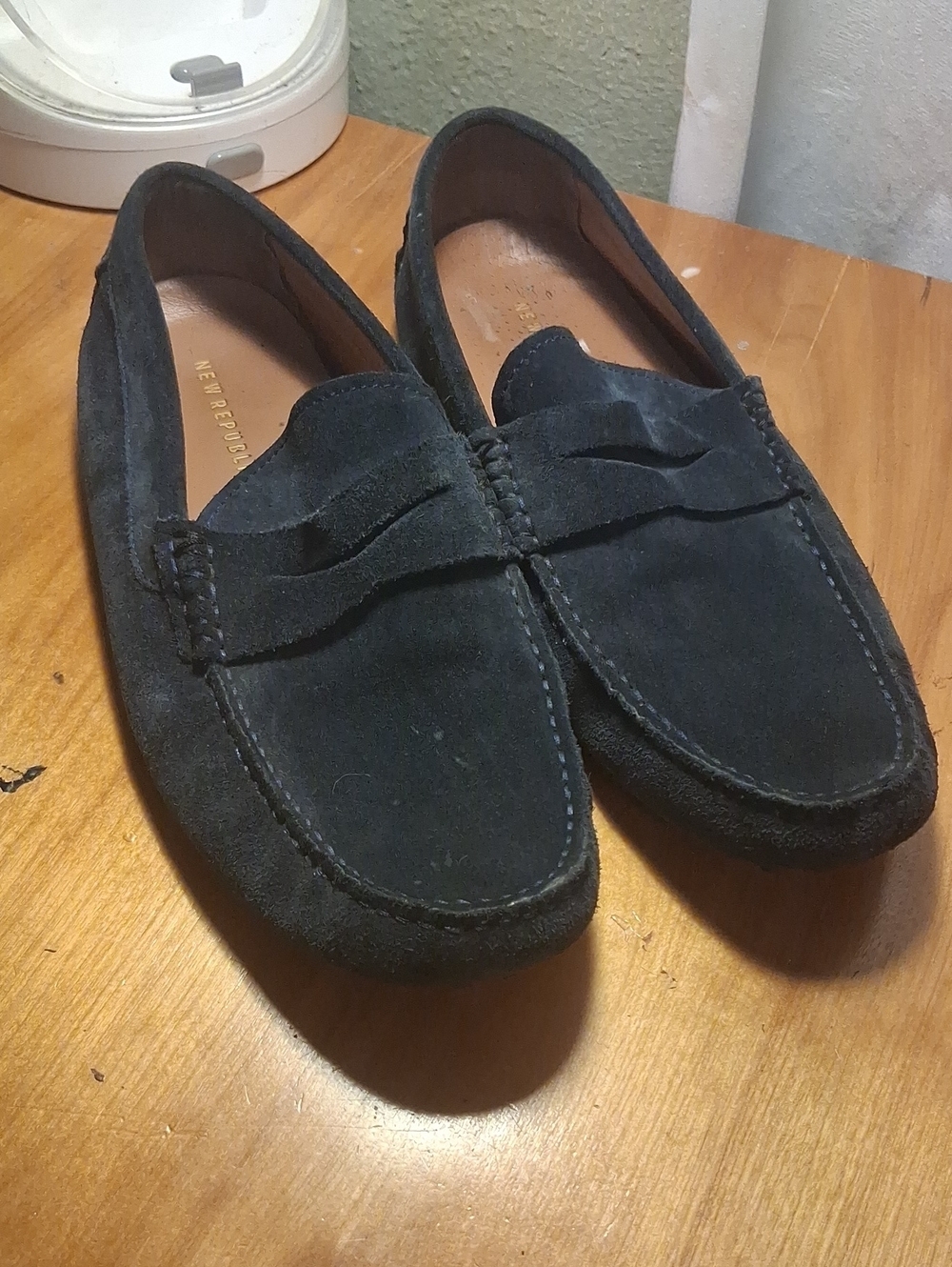 New Republic Men’s Suede Penny Loafers in Dark Navy Size 9.5